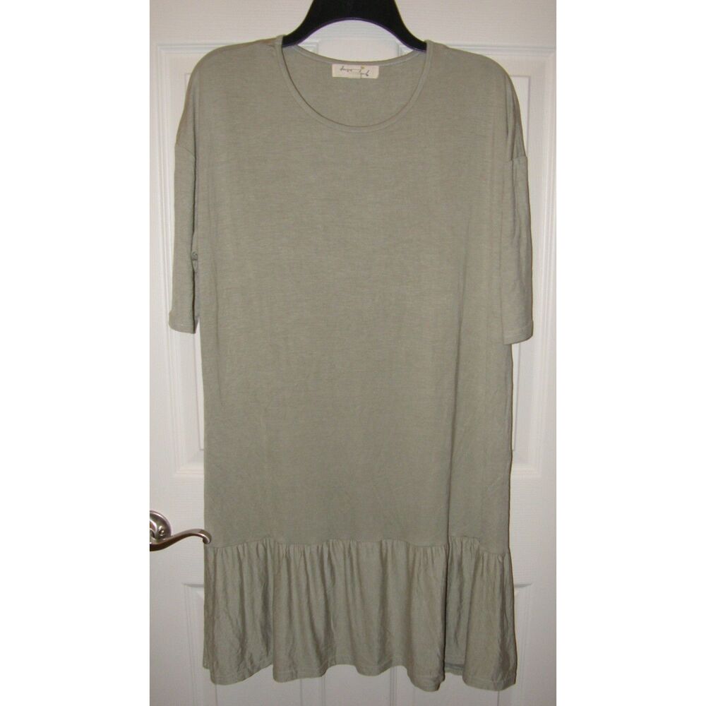 Green Sz XL Soft Stretchy Casual Wear Knee Length Comfy Dress DAISY ISLAND